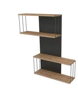 Nástěnná police Destan - Anthracite, Pine