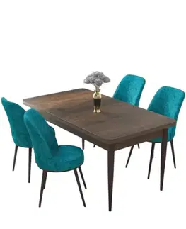 Dining Table & Chairs Set (5 Pieces) Nil - Baroque, Turquoise