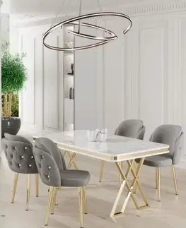 Dining Table & Chairs Set (5 Pieces) Rigel - White, Gold, Grey