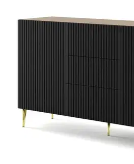 ARTBm Komoda RAVENNA B 2D3S 150 | dub artisan / černá matná Provedení: Dub artisan / černý mat / černé nohy