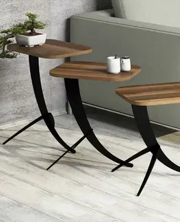 Sada odkládacích stolků Pion Walnut, 3 ks