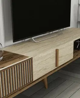 Televizní stěna Milan Walnut and Travertine