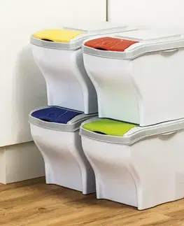 Koš na tříděný odpad Poker set 20 l, 4 ks, bílá