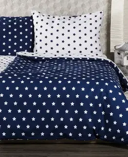 4Home Bavlněné povlečení Stars Navy blue, 140 x 200 cm, 70 x 90 cm