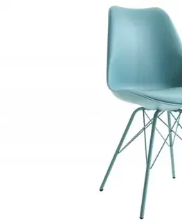 Estila Moderní tyrkysová jídelní židle Scandinavia s čalouněním z eko-kůže 85cm