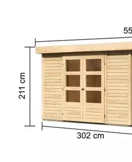 Dřevěný zahradní domek ASKOLA 5 s přístavkem 240 Lanitplast