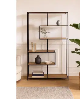 Kovový regál LOFTY GRID Classic Oak, 185 x 114 cm