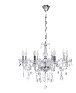 Závěsná lampa Cristallo chrom 8x40W E14 transparentní