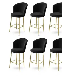 Bar Stool Set (6 Pieces) Fora - Black, Gold