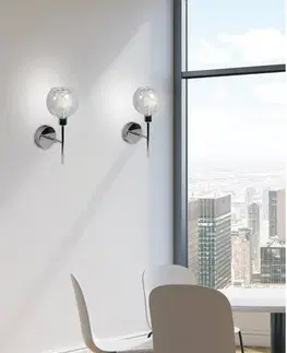 Nástěnná lampa ozzo chrom průhledné stínidlo
