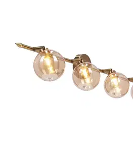 Stropní lampa Rodia s patinou, páskem 4x40W, stínidlo G9, jantarová
