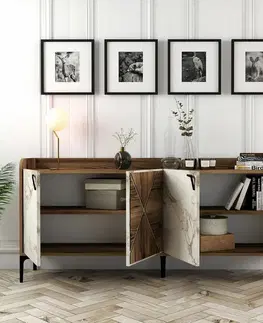 Skříňka Venedik Walnut and White Marble