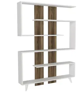 Knihovna Rain - White, Walnut