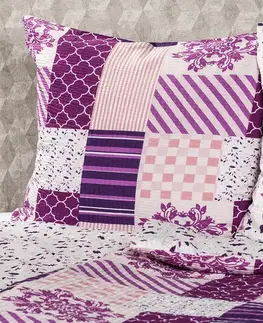 4Home Krepové povlečení Patchwork violet, 140 x 200 cm, 70 x 90 cm