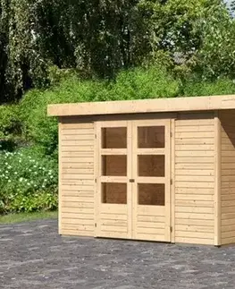 Dřevěný zahradní domek ASKOLA 5 s přístavkem Lanitplast