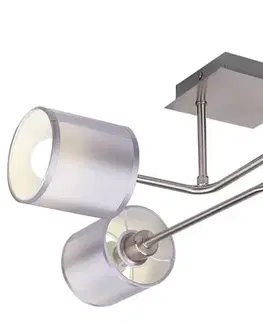 Stropní lampa saténový nikl tkané stínidlo 4x40W Sax