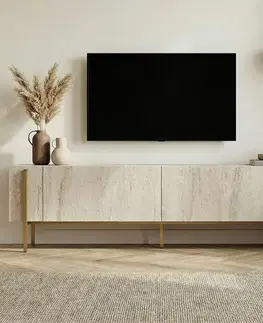 Televizní stolek Glamour - Travertine, Gold, 