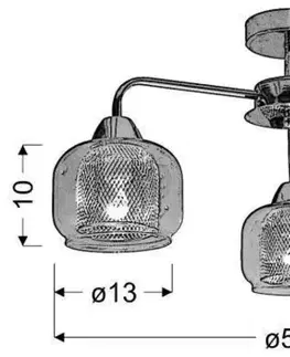 Chromová stropní lampa, skleněné stínidlo, 3x40W Ray