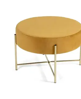 Taburet SOFT Deco, hořčicově žlutý samet