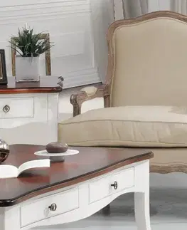 Estila Luxusní čalouněné provence křeslo Deliciosa z masivu a podsedákem v béžovém provedení 96cm