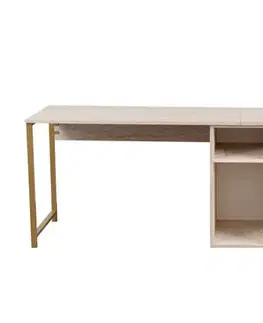 Psací stůl Twin Study Desk - Travertine, Gold