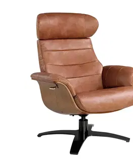 Estila Moderní otočné kožené křeslo Forma Moderna z pravé kůže hnědé 108cm