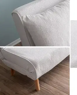 Dvoumístná rozkládací pohovka Folde 2-Seater - Teddy Fabric - White