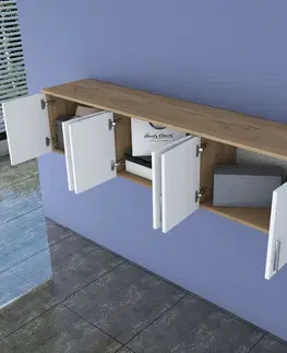 Nástěnná skříňka Ema White and Walnut