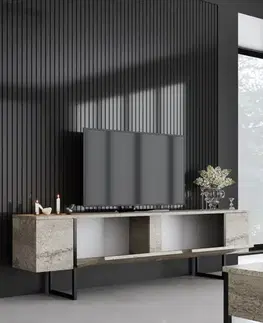 TV stolek Luxe - Travertine, Black