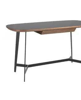 Estila Luxusní psací stůl Forma Moderna s deskou ze skla černý 140cm