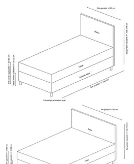Rám jednolůžkové postele s čelem Vitalia 120 x 200 - Light Grey