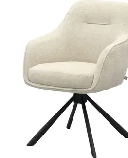 Estila Otočná jídelní židle Egon, pískově bílá/černá