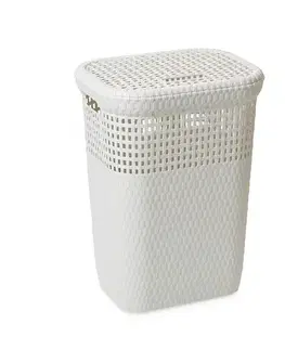 Koš na prádlo 60 l, bílá (slonová kost)