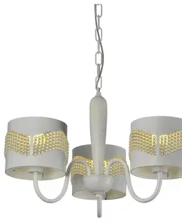 Bílá závěsná lampa s korálky Antonio