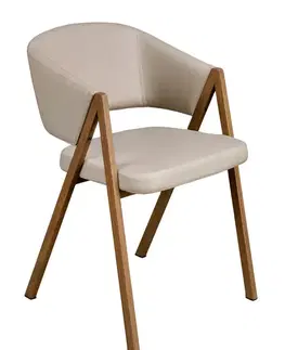 Estila Luxusní designová jídelní židle Forma Moderna s šedým koženým potahem a hnědýma nohama ve tvaru trojúhelníku 77 cm