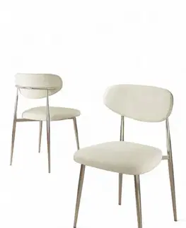 Sada židlí (4 kusy) Vina - Cream, Chrome