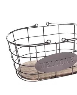 Kovový oválný košík Welcome, 30 x 15 x 18 cm