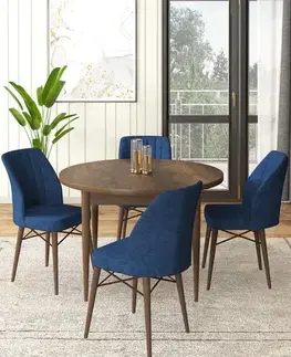 Dining Table & Chairs Set (5 Pieces) Rox - Baroque, Navy Blue