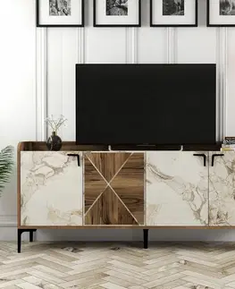 Skříňka Venedik Walnut and White Marble