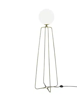 Estila Luxusní moderní stojací lampa Lunaria s minimalistickou konstrukcí ve zlaté barvě a bílým skelným stínítkem 170 cm