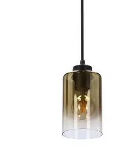 Závěsná lampa Aspra černá 1x60W E27 jantarové stínidlo