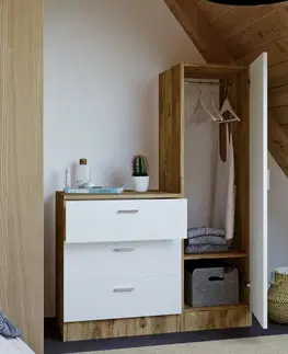Komoda se zrcadlem Coco White and Atlantic Pine