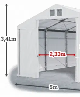 Skladový stan 5x10x2,5m střecha PVC 560g/m2 boky PVC 500g/m2 konstrukce ZIMA PLUS Zelená Zelená Zelená
