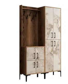 Předsíňová stěna Berlin BA - Walnut, White Marble