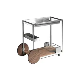 Estila Luxusní moderní servírovací vozík Urbano se dvěma policemi a designovými hnědými dřevěnými detaily 91 cm