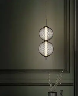 Drátěná závěsná lampa PUMA s kulovými stínidly 14 x 38 cm – designové osvětlení obývacího pokoje LED 3000K