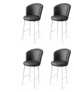 Bar Stool Set (4 Pieces) Uras - Anthracite, White