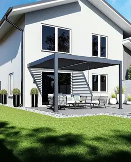 Bioklimatická pergola INTRO DUO 4x4 m ke stěně Rojaplast