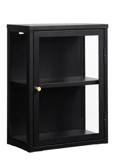 Estila Nástěnná vitrína Soeren, černý kov/sklo, 60 cm
