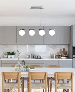 Závěsná lampa chrom/bílá koule 4 Ramon